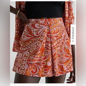 Express Orange and Pink Patterned Skort